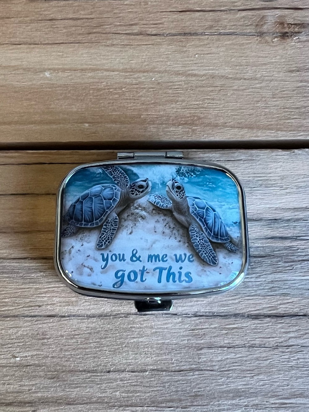 Sea Turtle Beach Pill Box - Ocean Blue and Sand